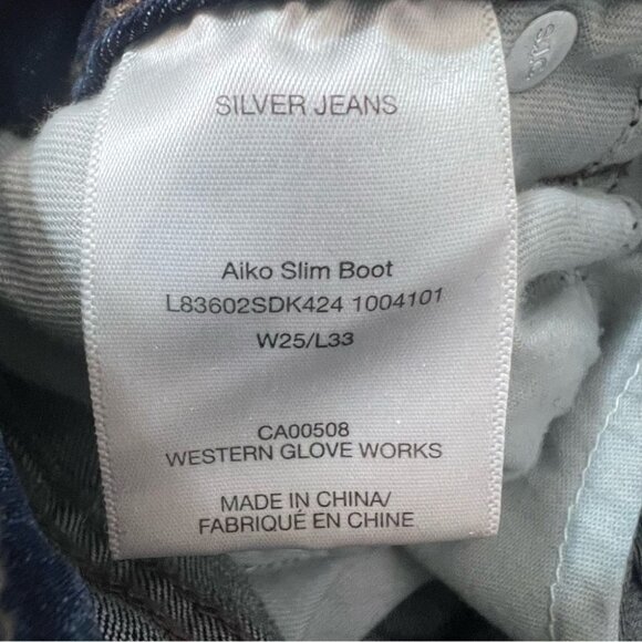 SILVER Jeans Aiko Slim Boot Mid Dark Wash Size 25 - Picture 10 of 10